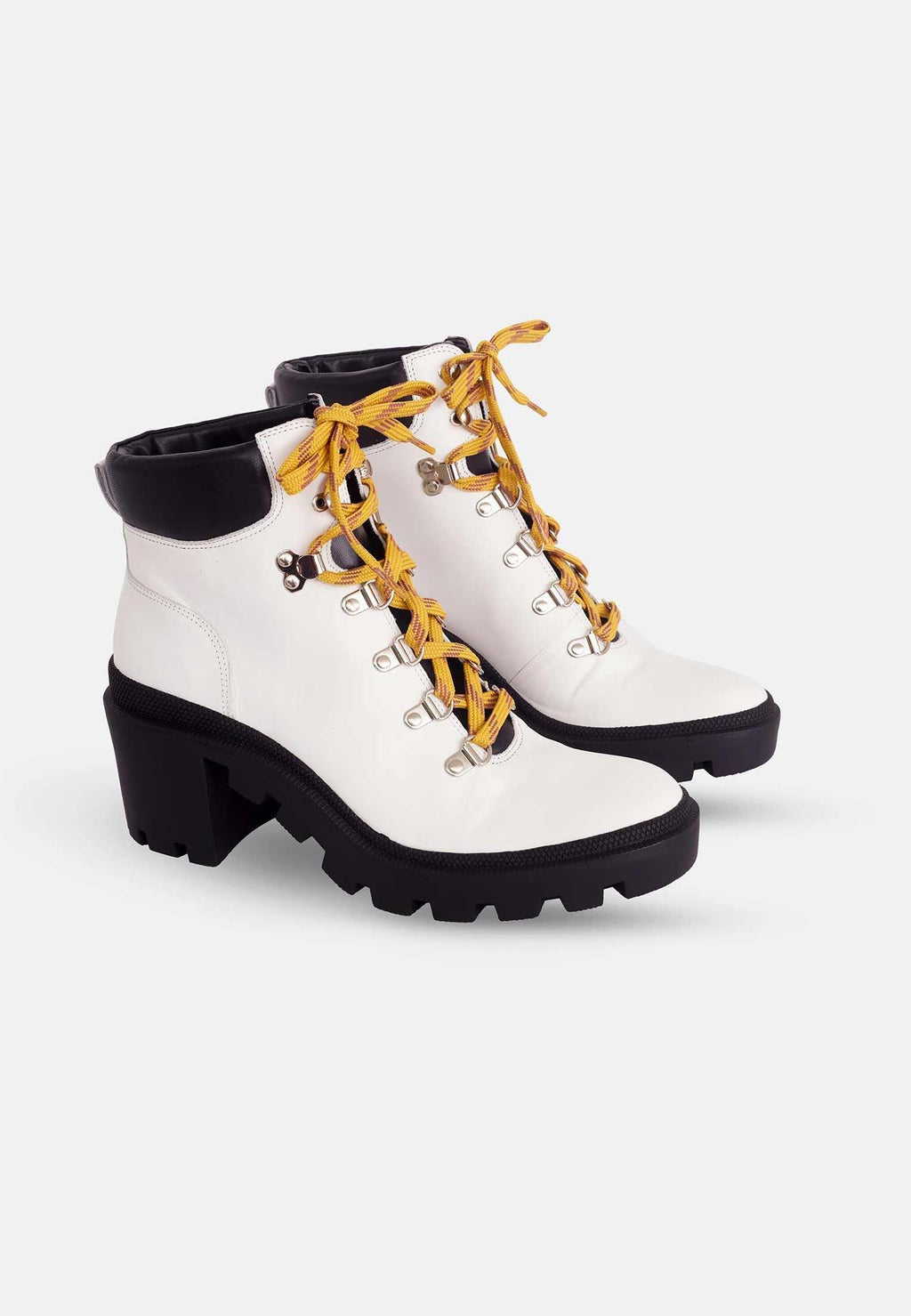 White Combat Boots – Stylish 9 cm Block Heel Design